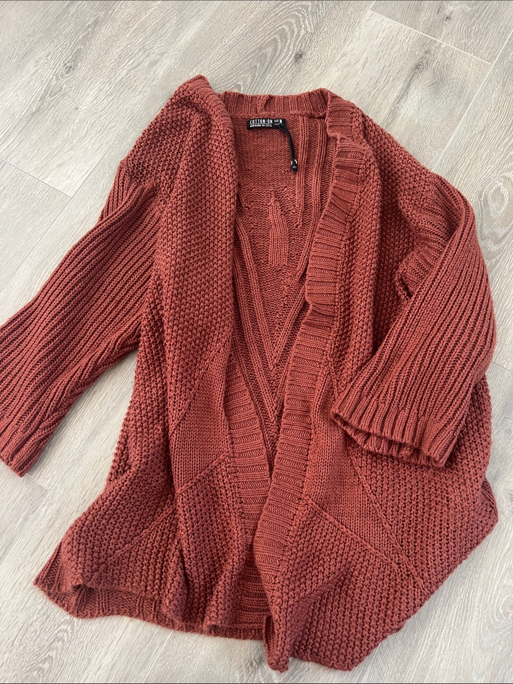 Cotton On Rust Open-Front Chunky Knit Cardigan